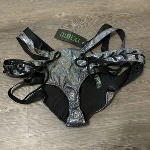 NWT Dolls Kill / Club Exx Black Monarch Rude Awakening Lace-Up Shorts